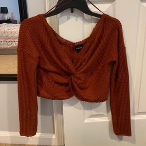 Tie front cropped sweater